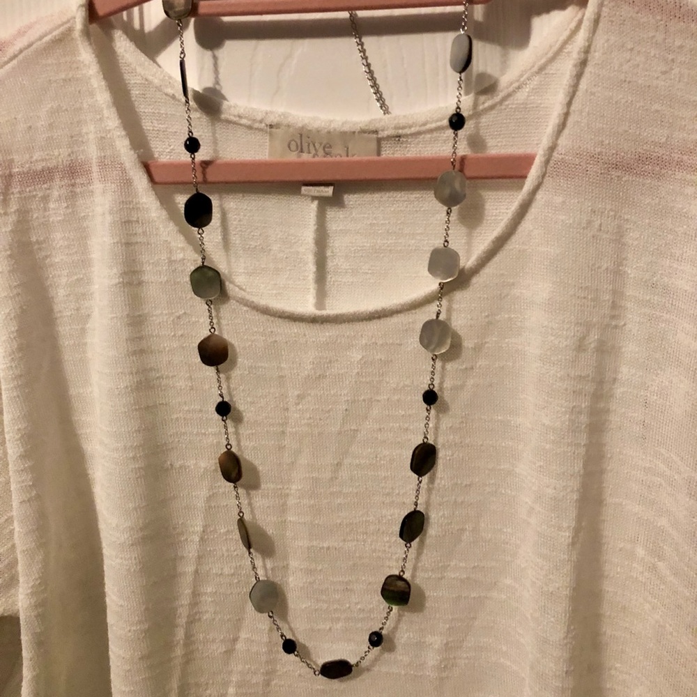 Lia Sophia mother of pearl long necklace